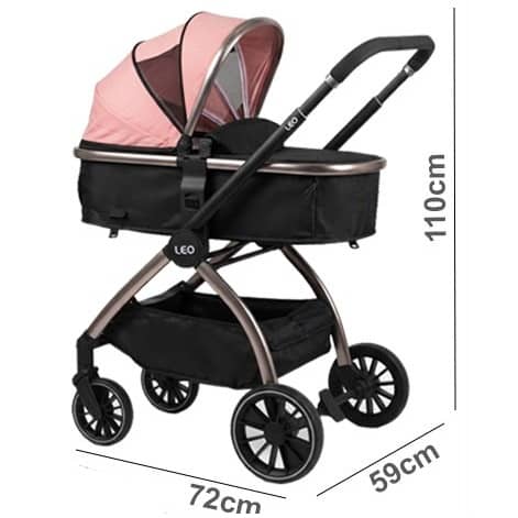 2-in-1 Baby Stroller with Bassinet Mode, Large Canopy & Storage Basket – Grey – 0–36 Months