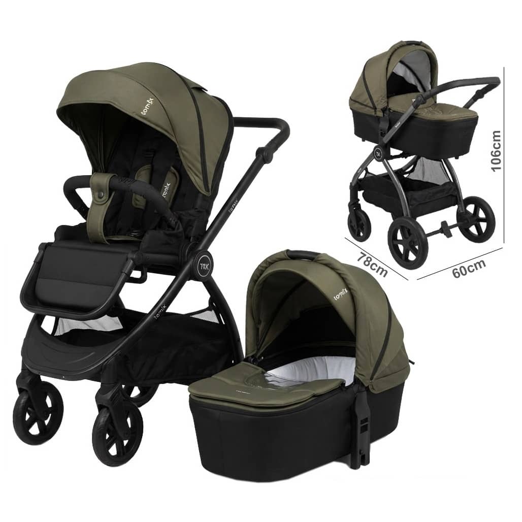 2-in-1 Baby Stroller with Bassinet Mode, Large Canopy & Storage Basket – Beige – 0–4 Years