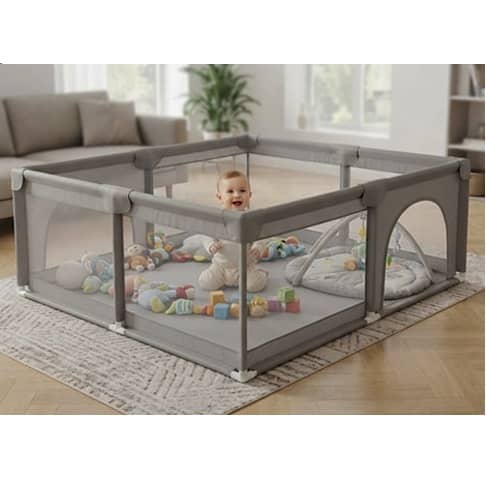 Large Baby Playpen with 50 Balls – Indoor & Outdoor Breathable Mesh Play Yard 180 × 150 cm