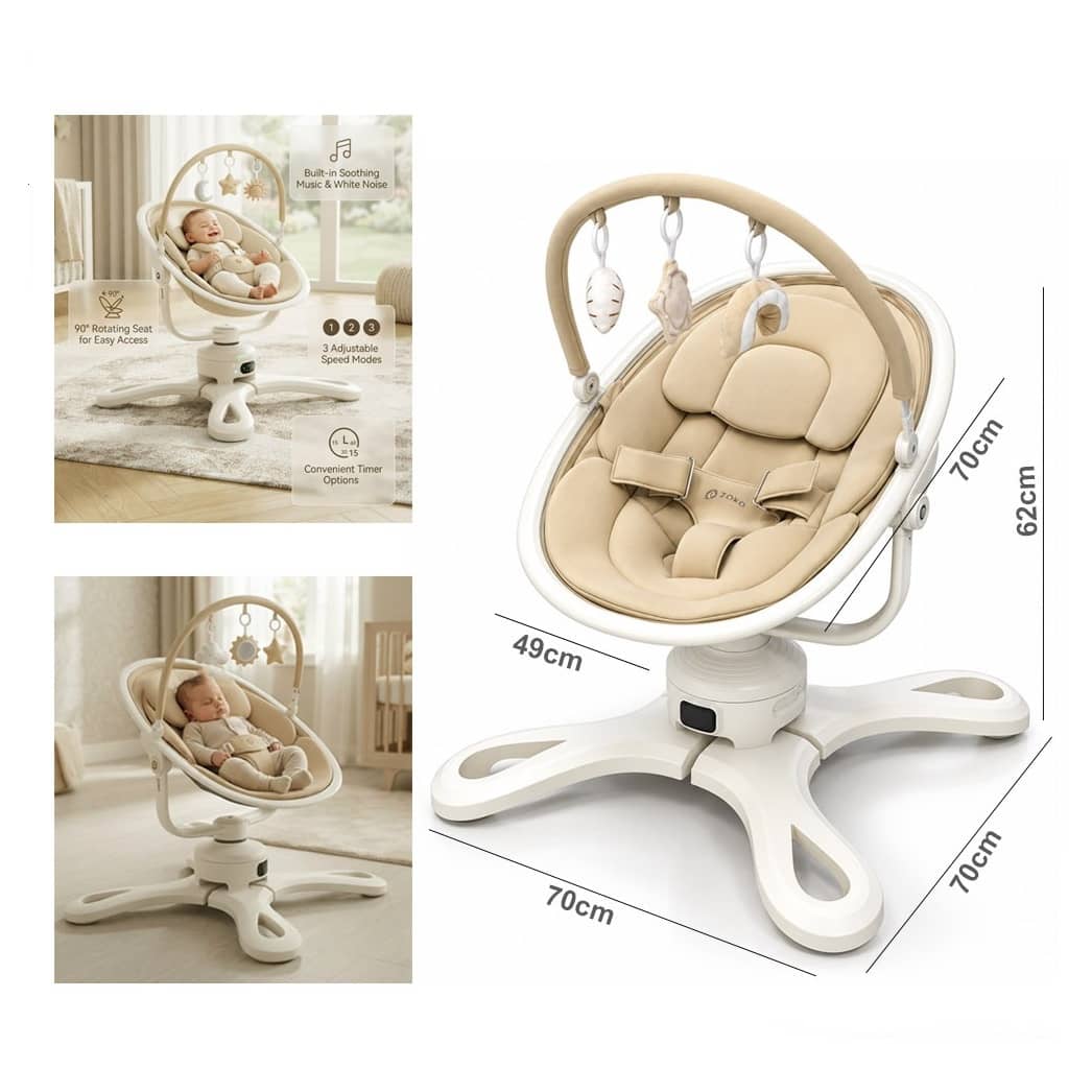 Electric Baby Swing Bouncer & Rocker with Music, Rotating Seat & Timer – 0–6 Months