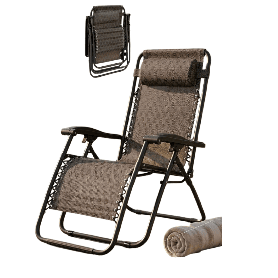 Foldable Reclining Camping Chair – Metal Frame Lounge Chair