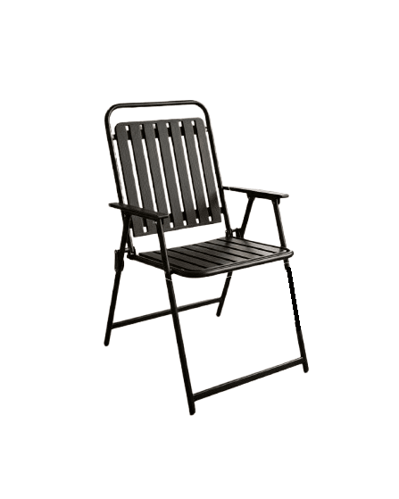 Foldable Metal Frame Chair with Plastic Slatted Seat