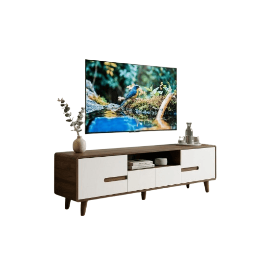 Wooden TV Stand with Open Storage, Cabinets & Drawers – 160 cm