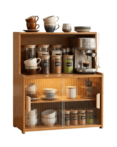 Wooden Coffee Station Storage Organizer – Countertop Cabinet