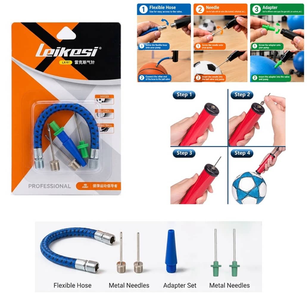 Multipurpose Ball Pump Needle & Adapter Set – Flexible Hose Kit