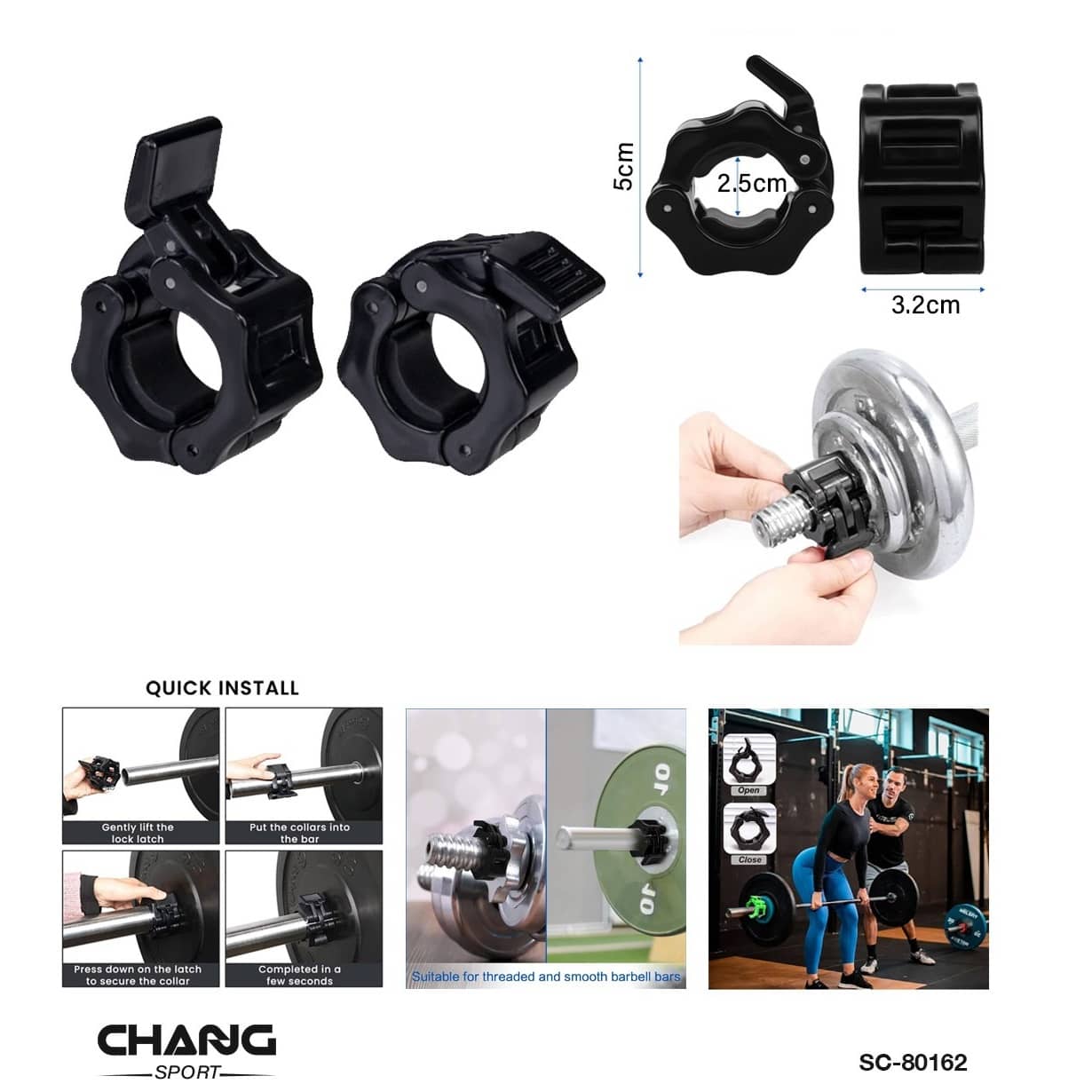 Barbell & Dumbbell Locking Clips – 1 Pair Quick-Lock Collars.