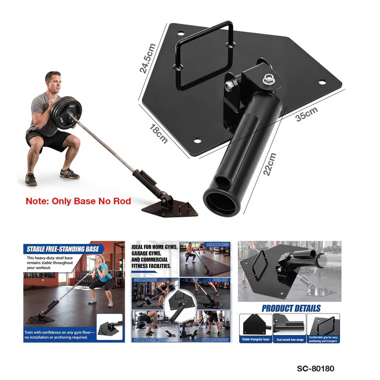 Landmine Attachment Barbell Base – Freestanding 360° Rotating Platform
