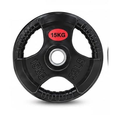 Metal Tri-Grip Weight Lifting Plate – Rubber-Coated Weight Plate