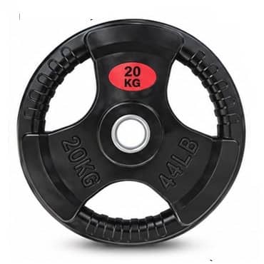 Metal Tri-Grip Weight Lifting Plate – Rubber-Coated Weight Plate