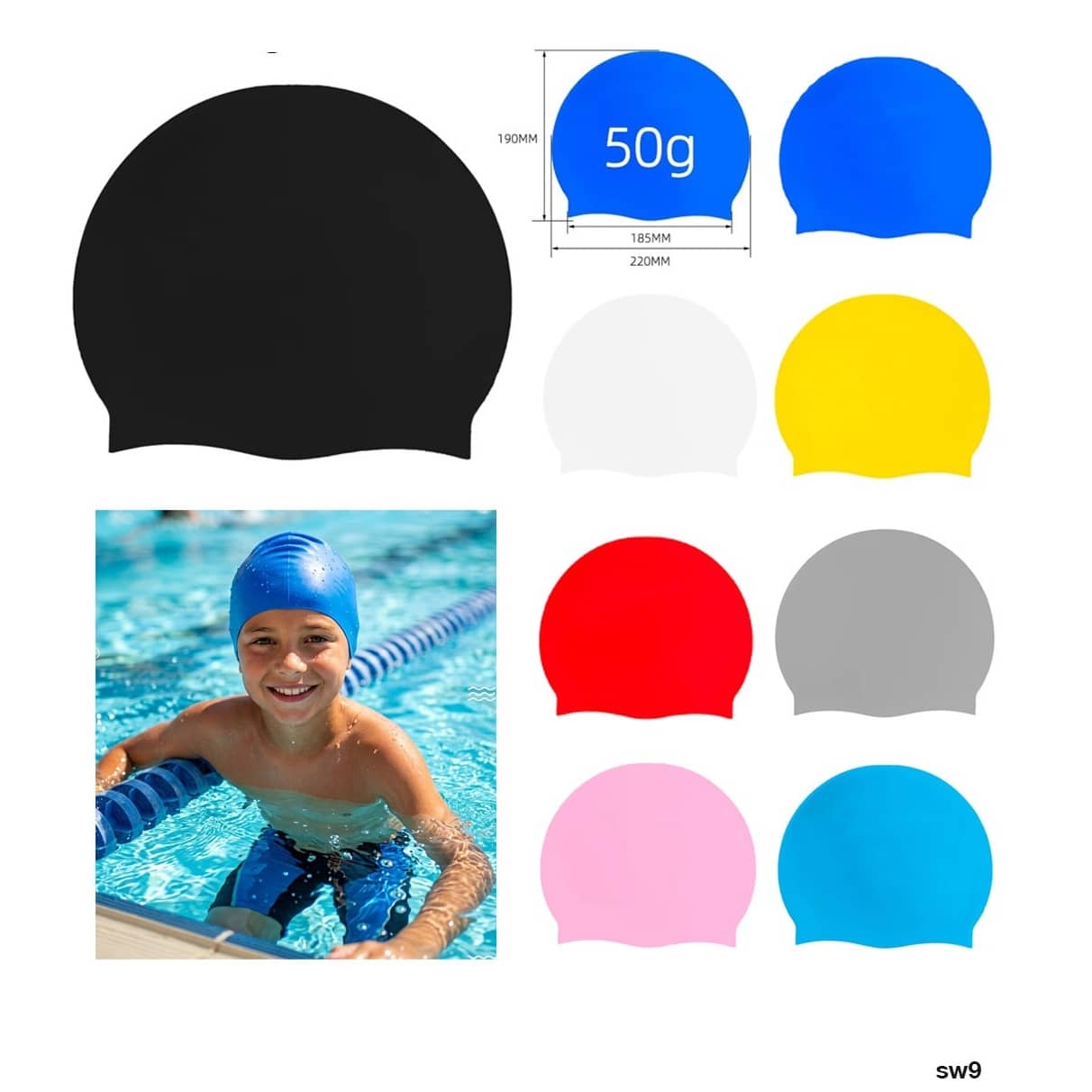Kids Silicone Swimming Cap – Ages 3–12