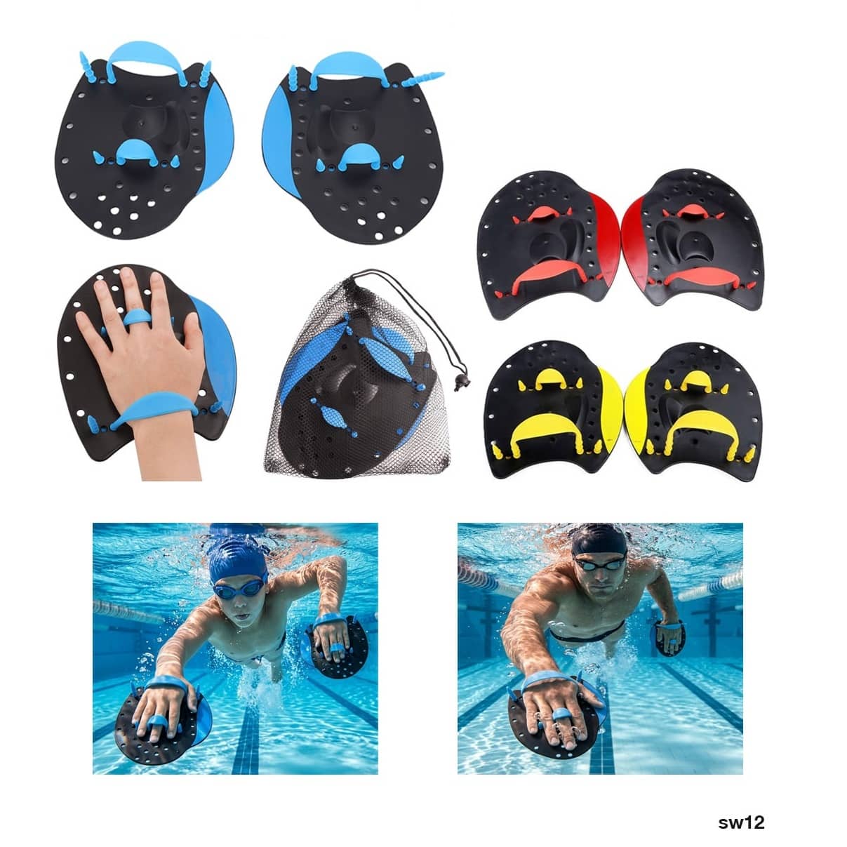 Swimming Hand Paddles with Adjustable Straps – 1 Pair
