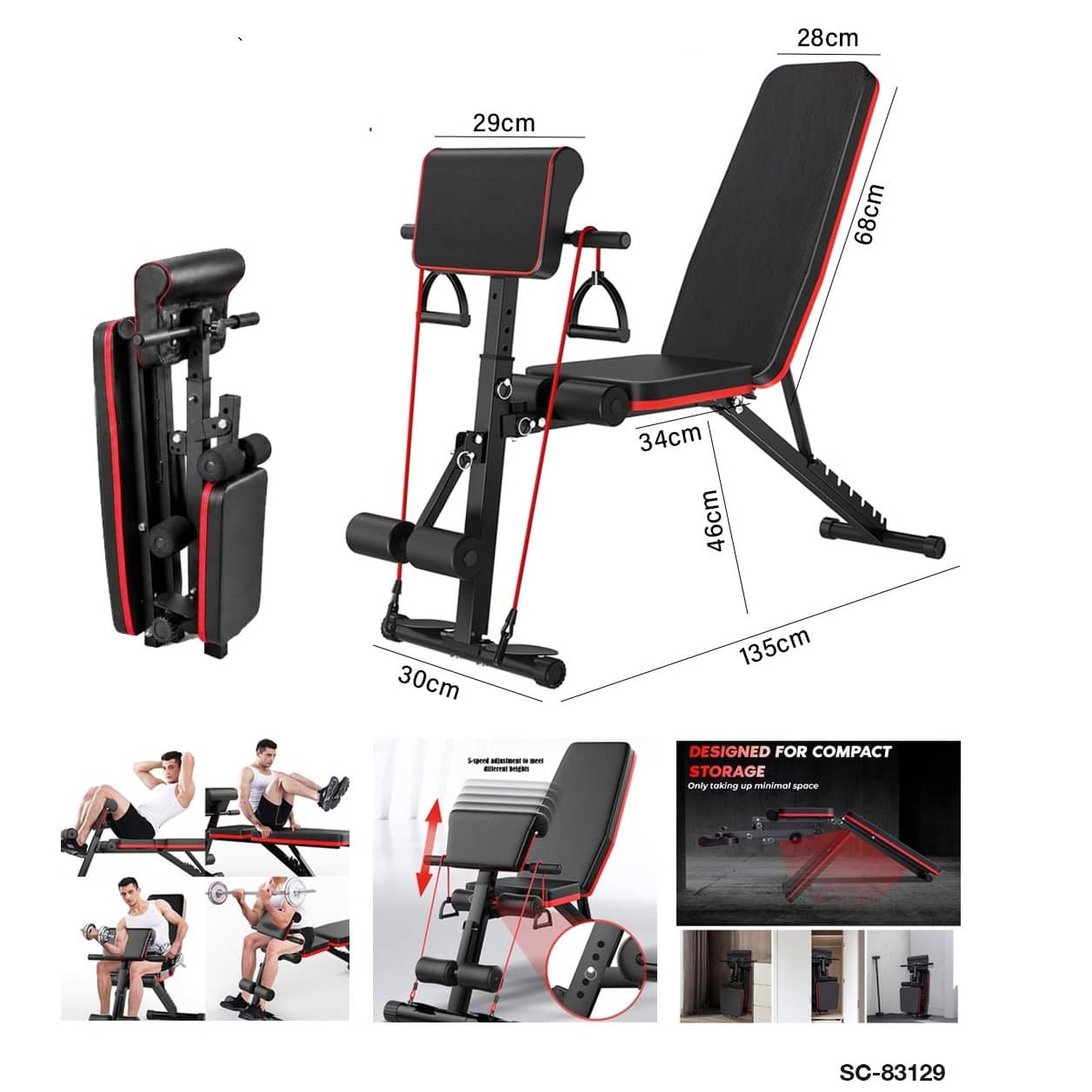 Foldable Multifunctional Adjustable Workout Bench