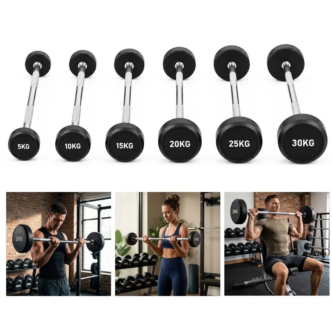 Cast Iron Fixed Weight Lifting Barbell