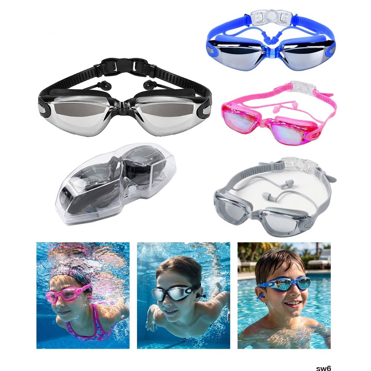 Kids & Teens Anti-Fog UV Shield Swimming Goggles.