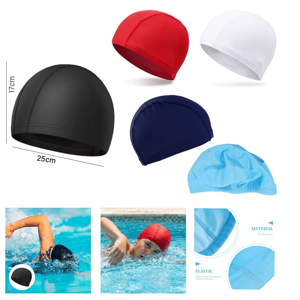 Kids Elastic PU Waterproof Swimming Cap