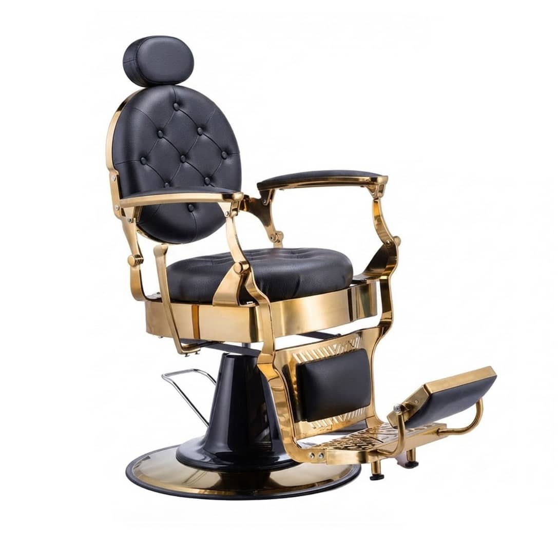 Luxury Hydraulic Barber Chair with Reclining Backrest & Footrest
