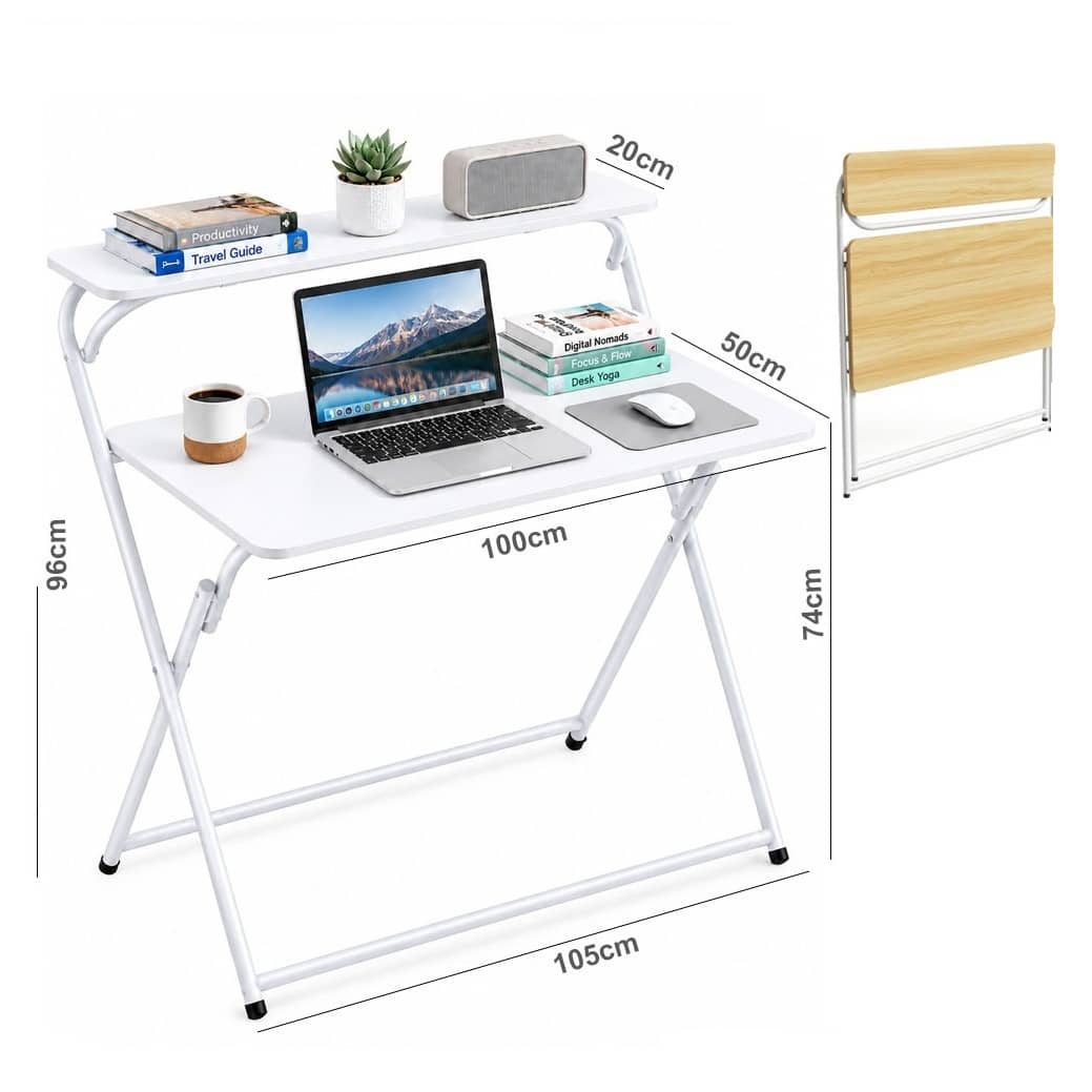 Modern Foldable Laptop Table with Bookshelf