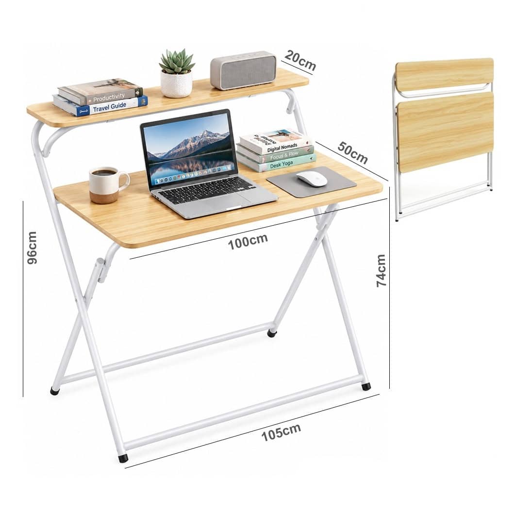 Modern Foldable Laptop Table with Bookshelf