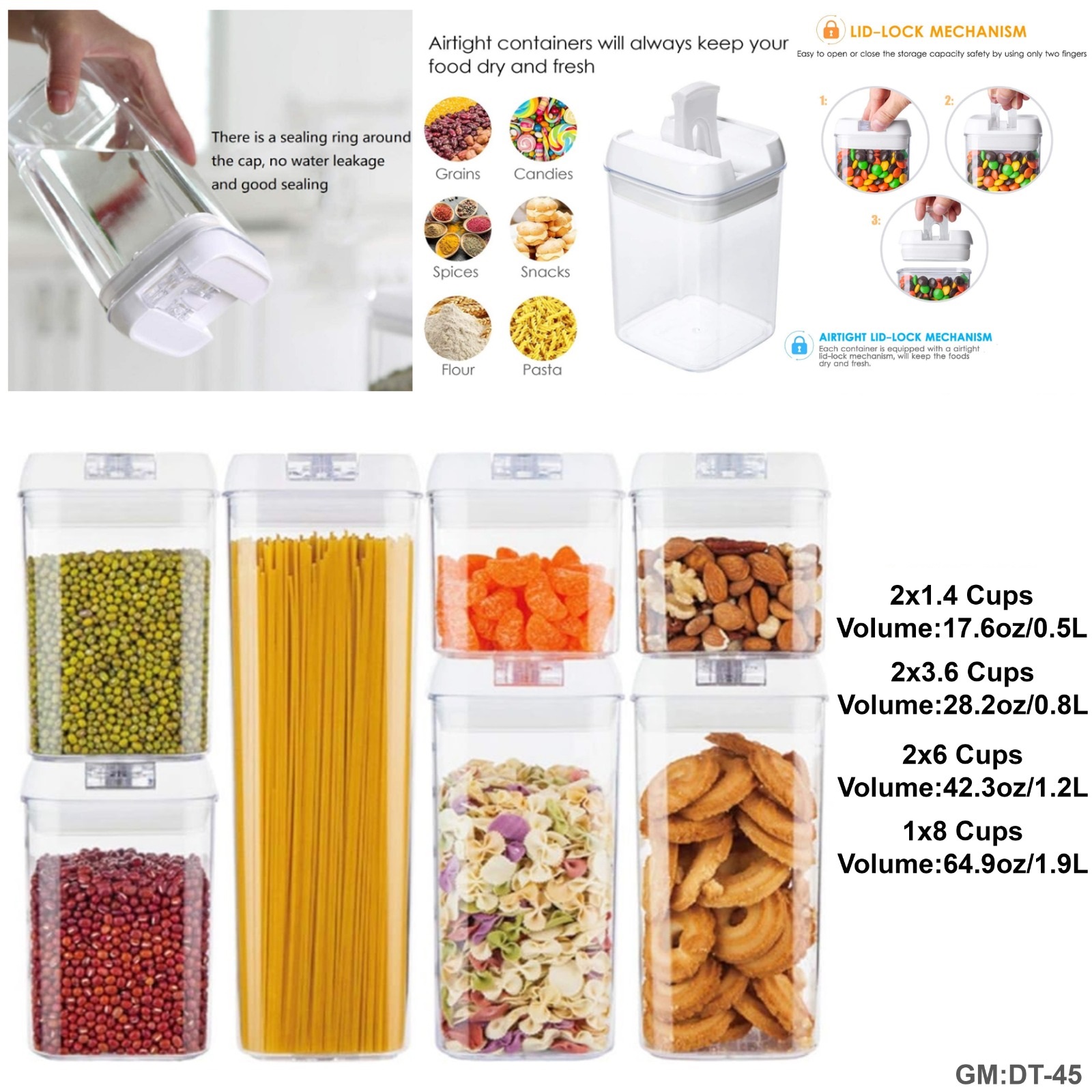 مجموعة حاويات تخزين الطعام 7 قطع "dt-45"