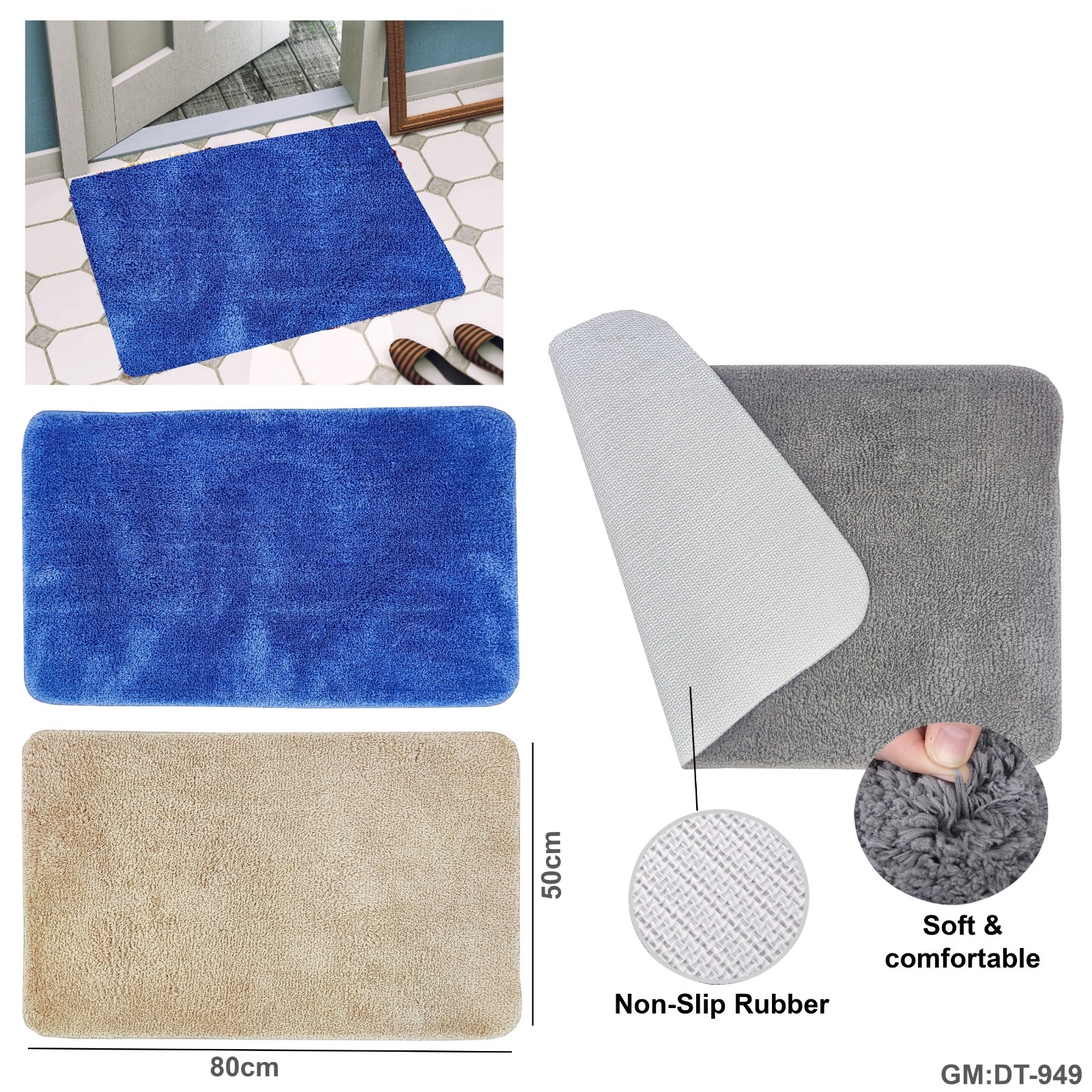 سجادة الباب الناعمة للمنزل، غرفة المعيشة، الباب الخارجي، الحمام، المطبخ 1 قطعة "Dt-949"