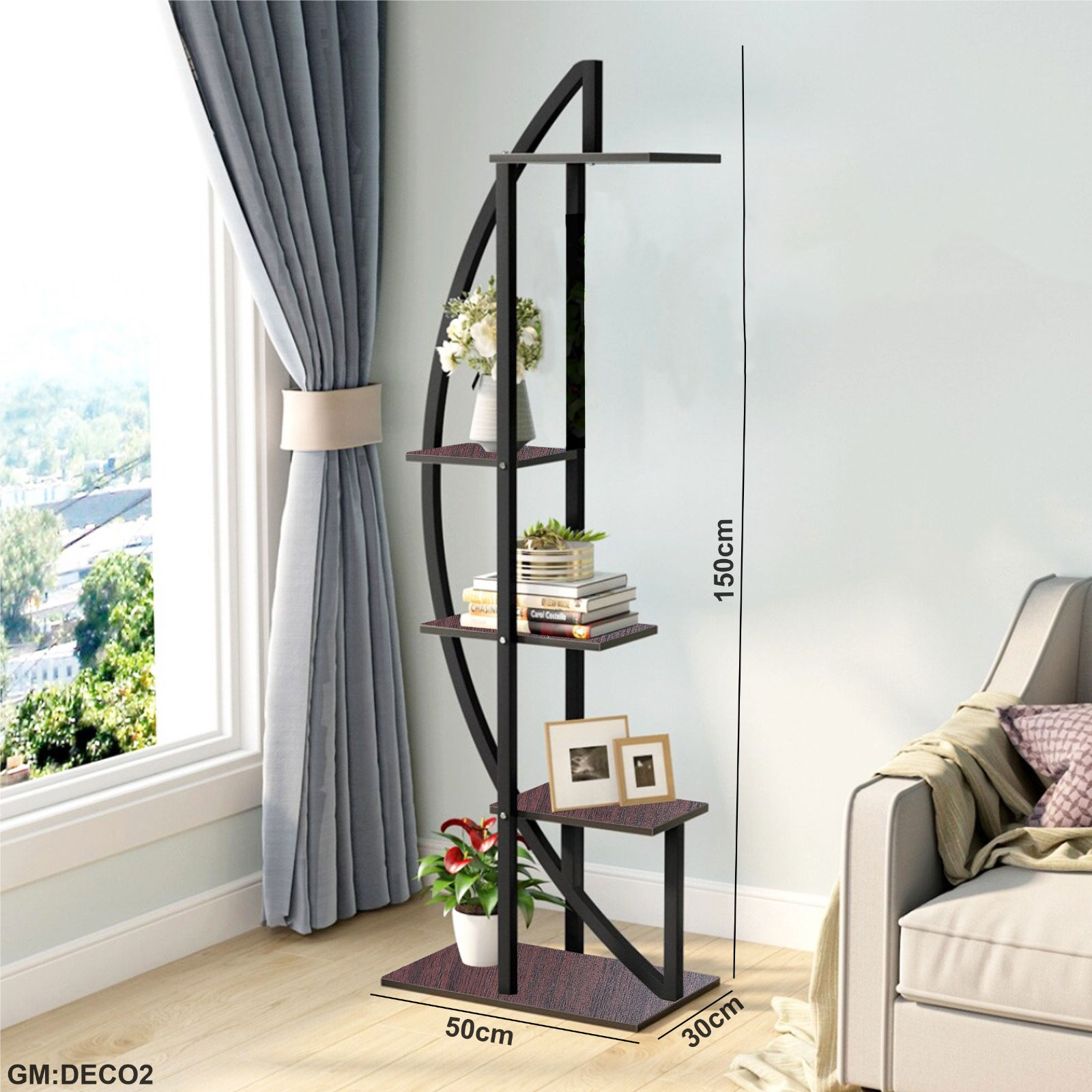 منضدة زهور سلم بشكل نصف القمر "ديكو 2"