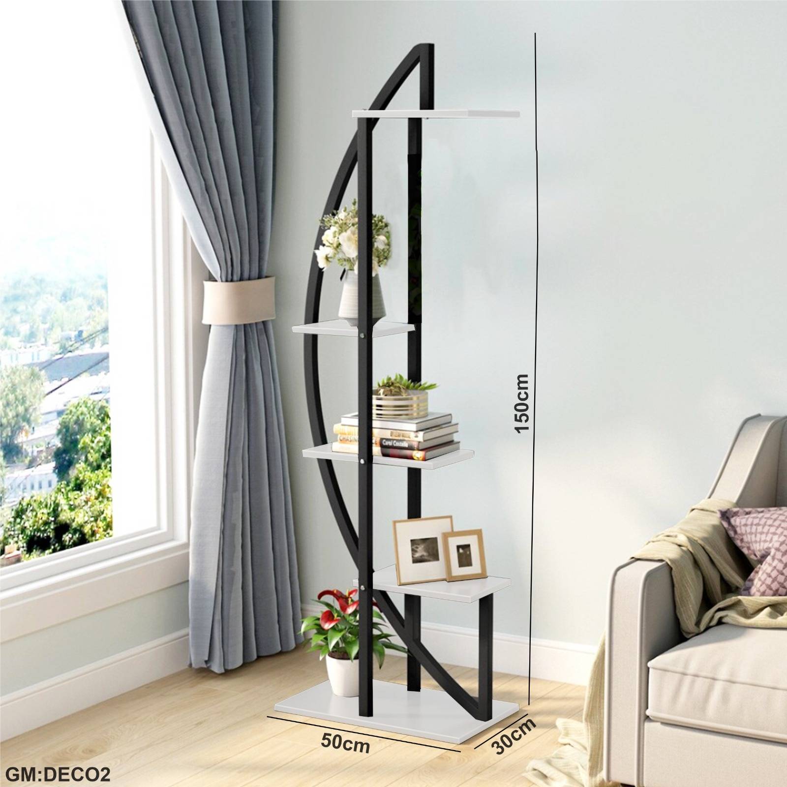 منضدة زهور سلم بشكل نصف القمر "ديكو 2"