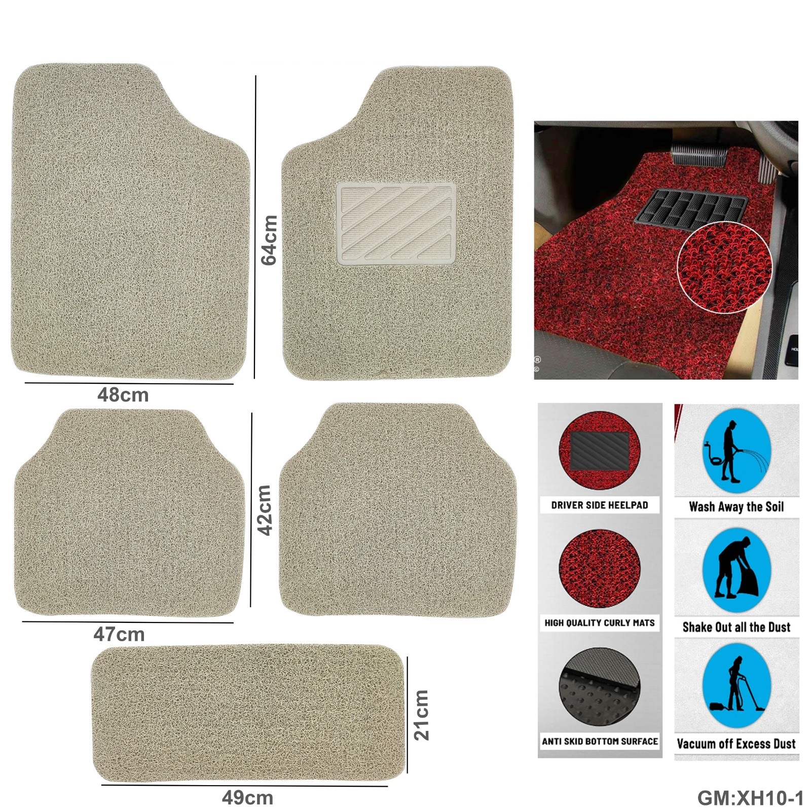 ثقيل الواجب مضاد للانزلاق نوودل نمط قدم السيارة / سجادة الأرض "xh10-1"