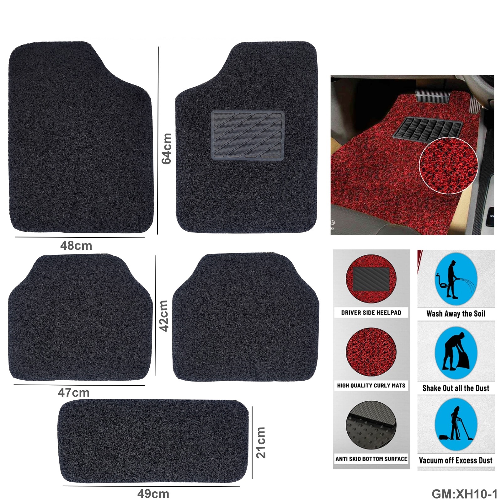 ثقيل الواجب مضاد للانزلاق نوودل نمط قدم السيارة / سجادة الأرض "xh10-1"