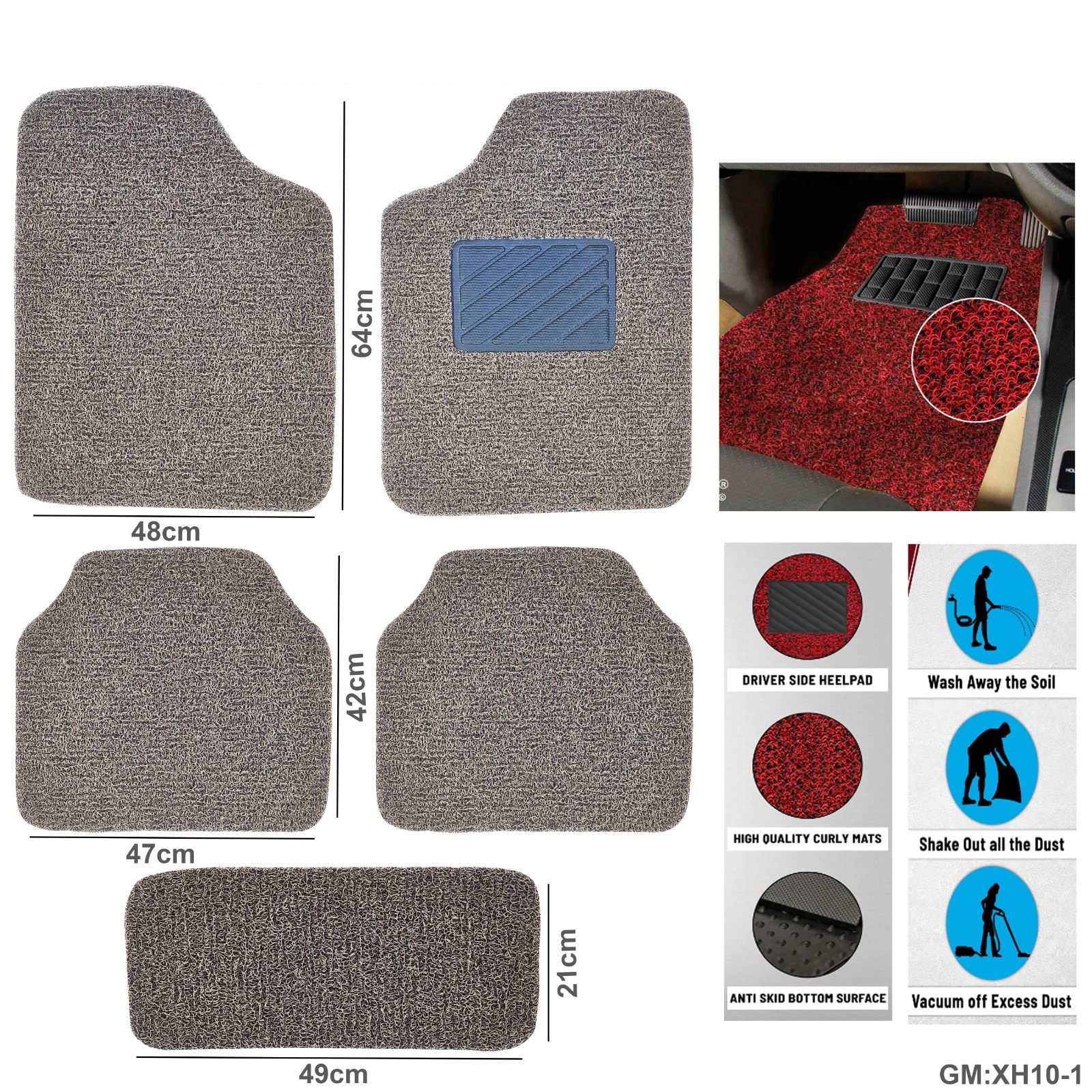 ثقيل الواجب مضاد للانزلاق نوودل نمط قدم السيارة / سجادة الأرض "xh10-1"