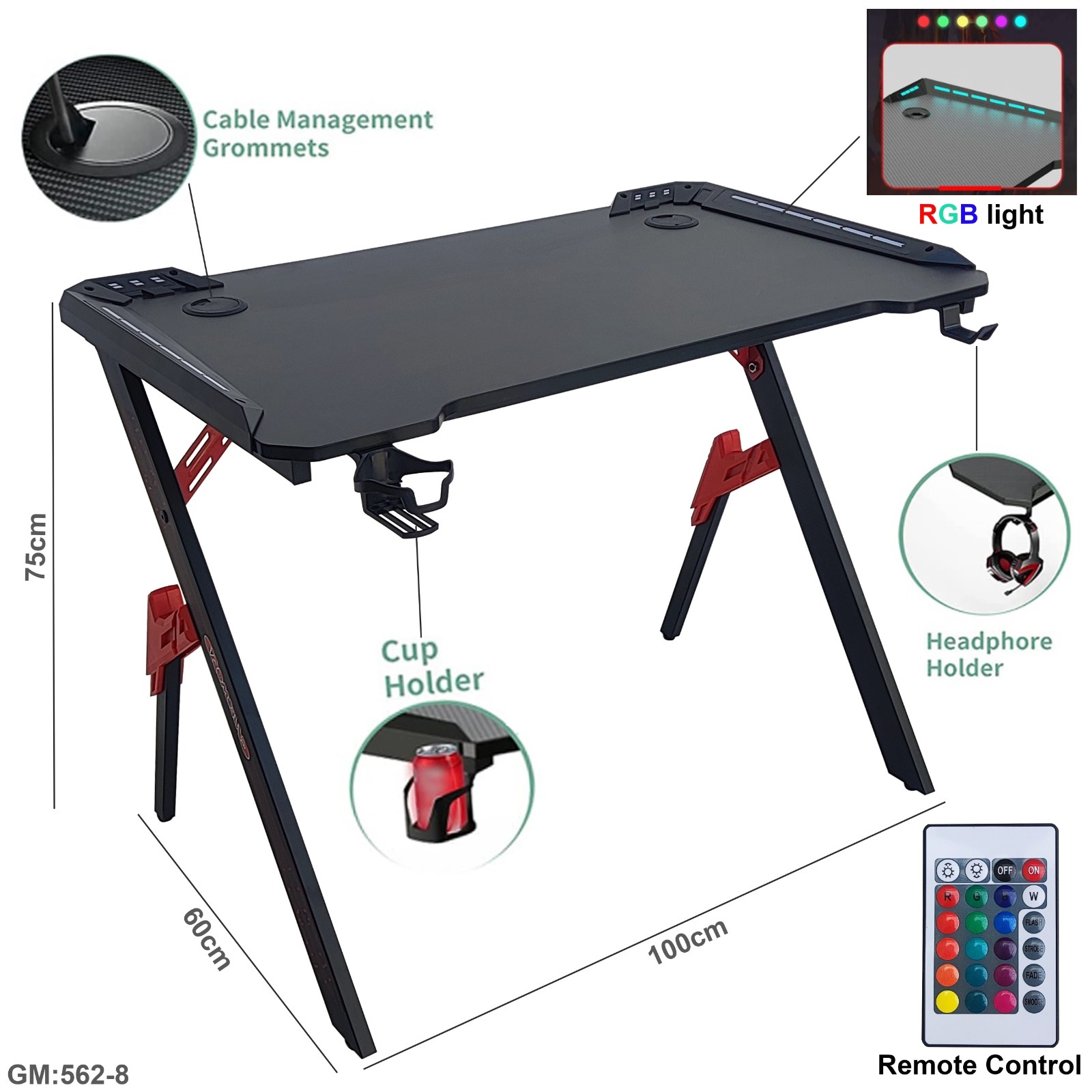 CHATTY Computer Gaming Desk with RGB 100CM "562-8"