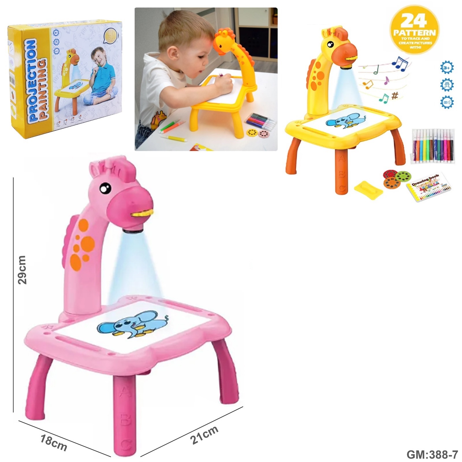 طاولة مكتب للرسم بمشروع البروجيكتور الخاص بالأطفال LED "388-7"