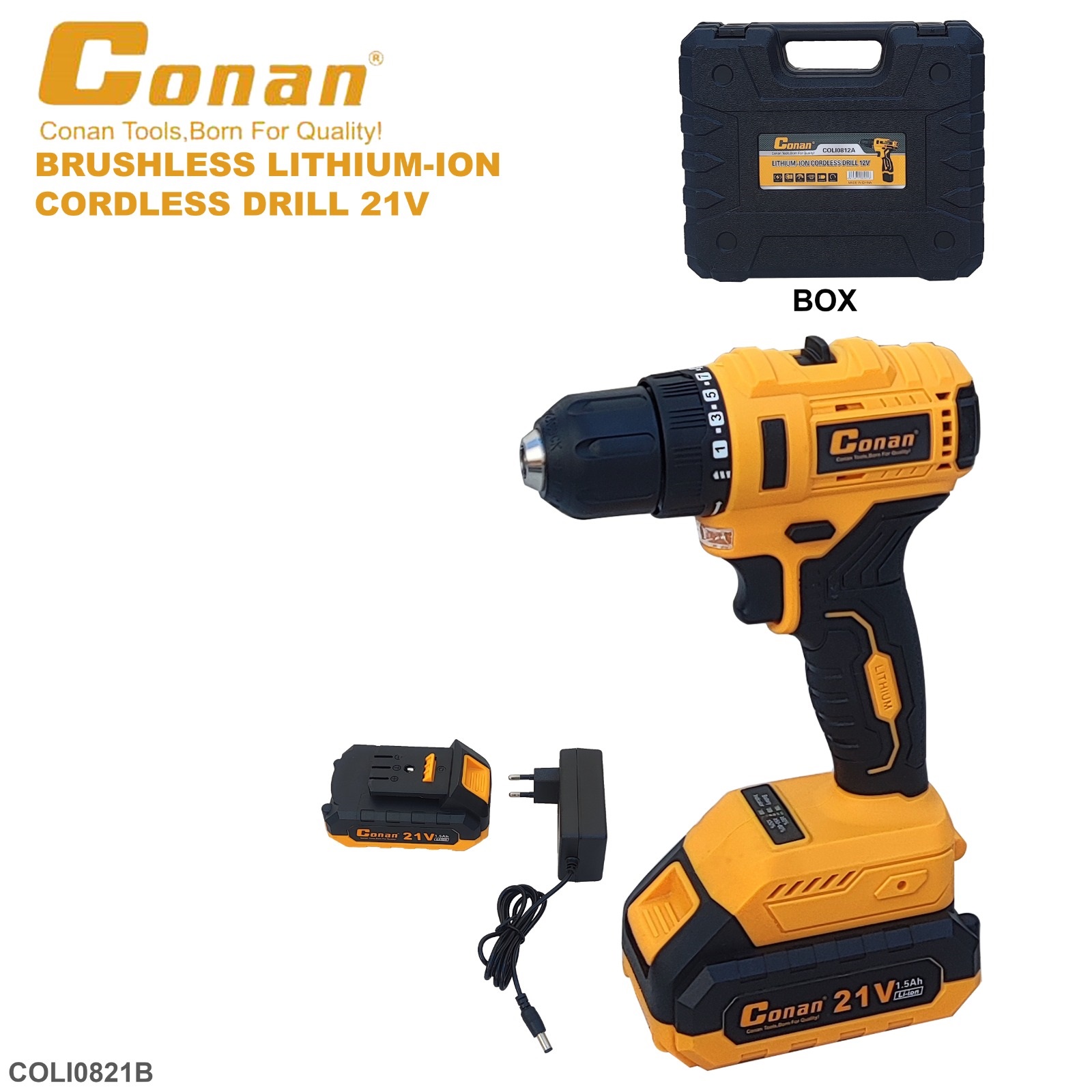 BRUSHLESS LITHIUM-ION CORDLESS DRILL 21V "coli0821b"