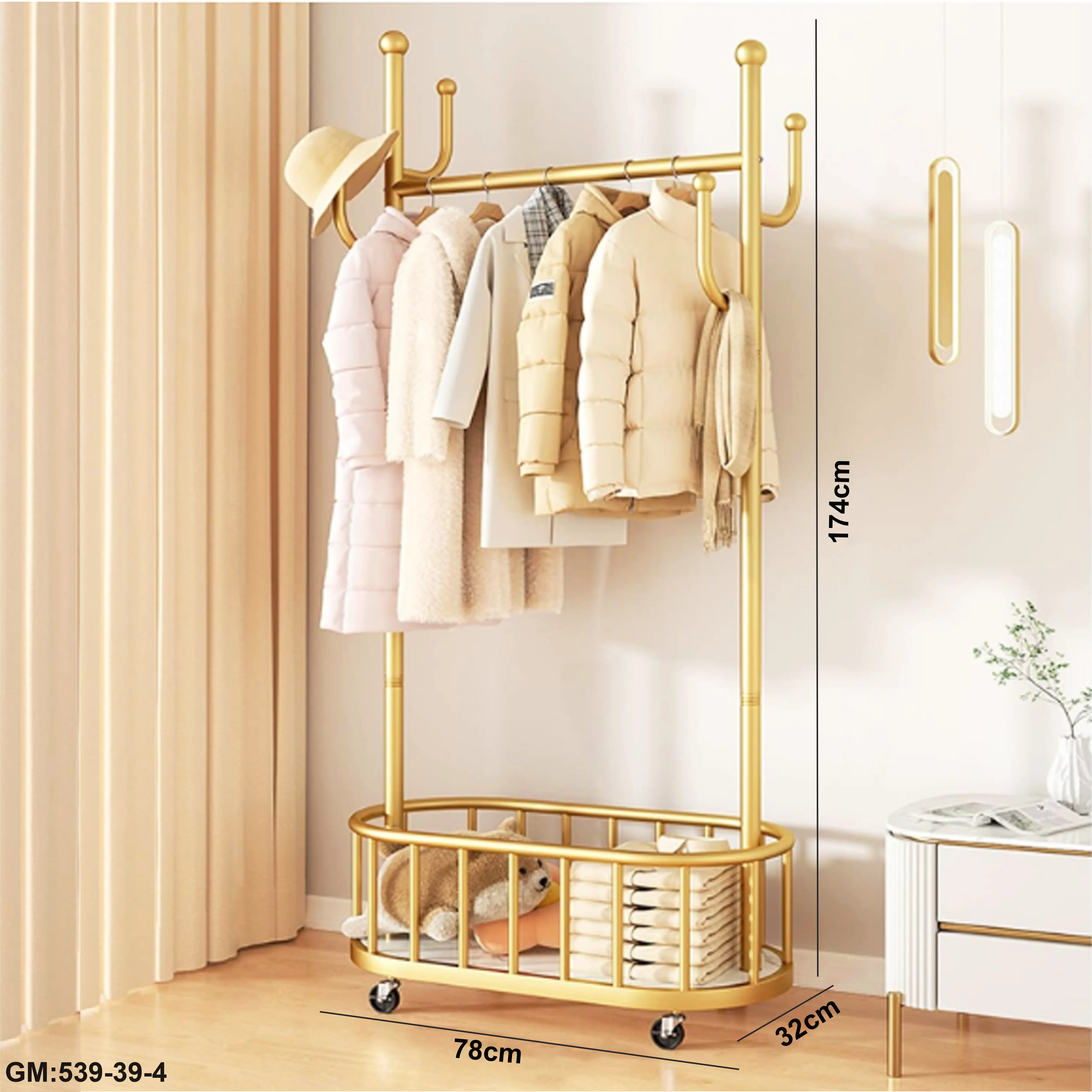 Moveable Coat Hanger & Clothes Storage Rack "539-39-4"