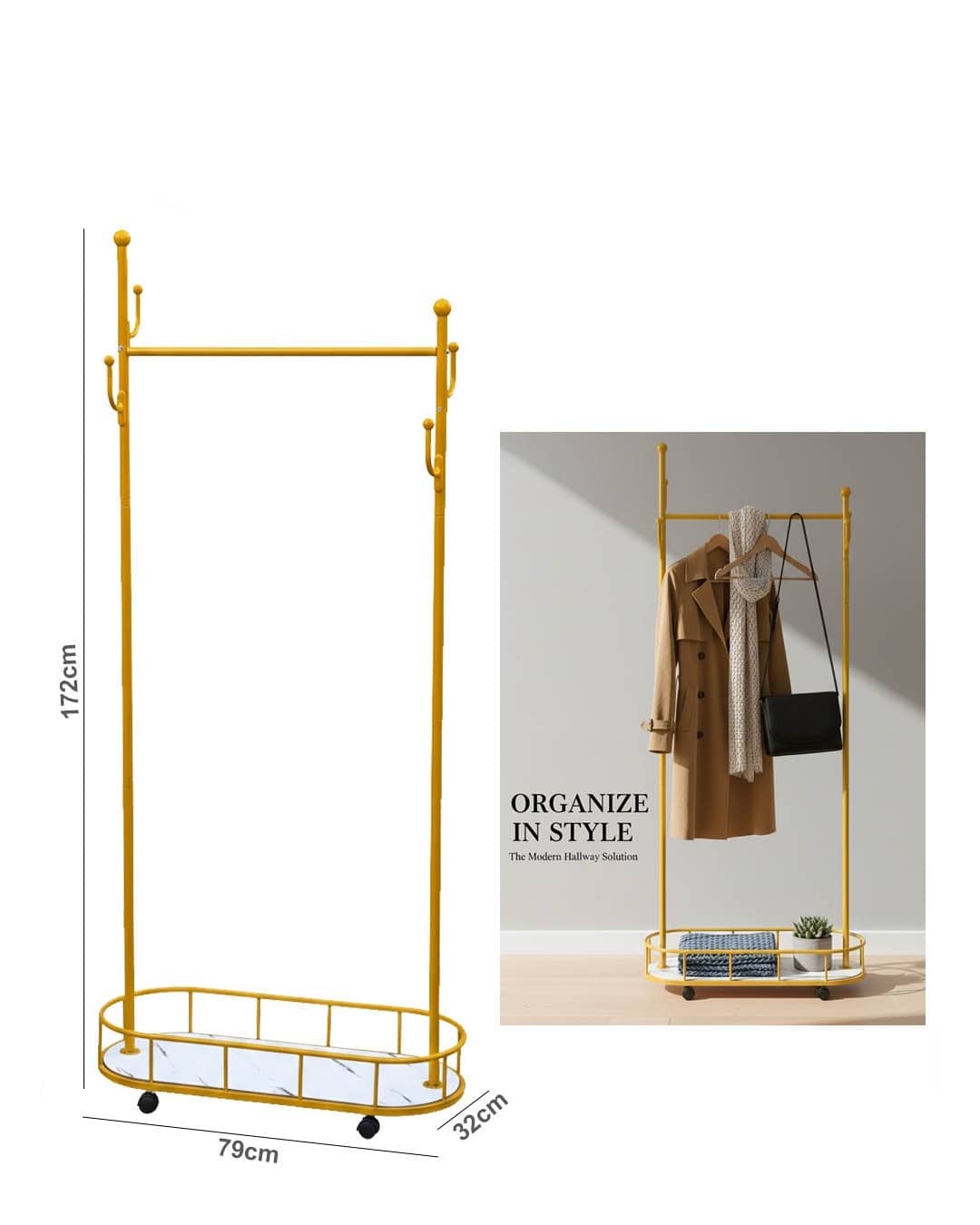 Moveable Coat Hanger & Clothes Storage Rack "539-39-4"