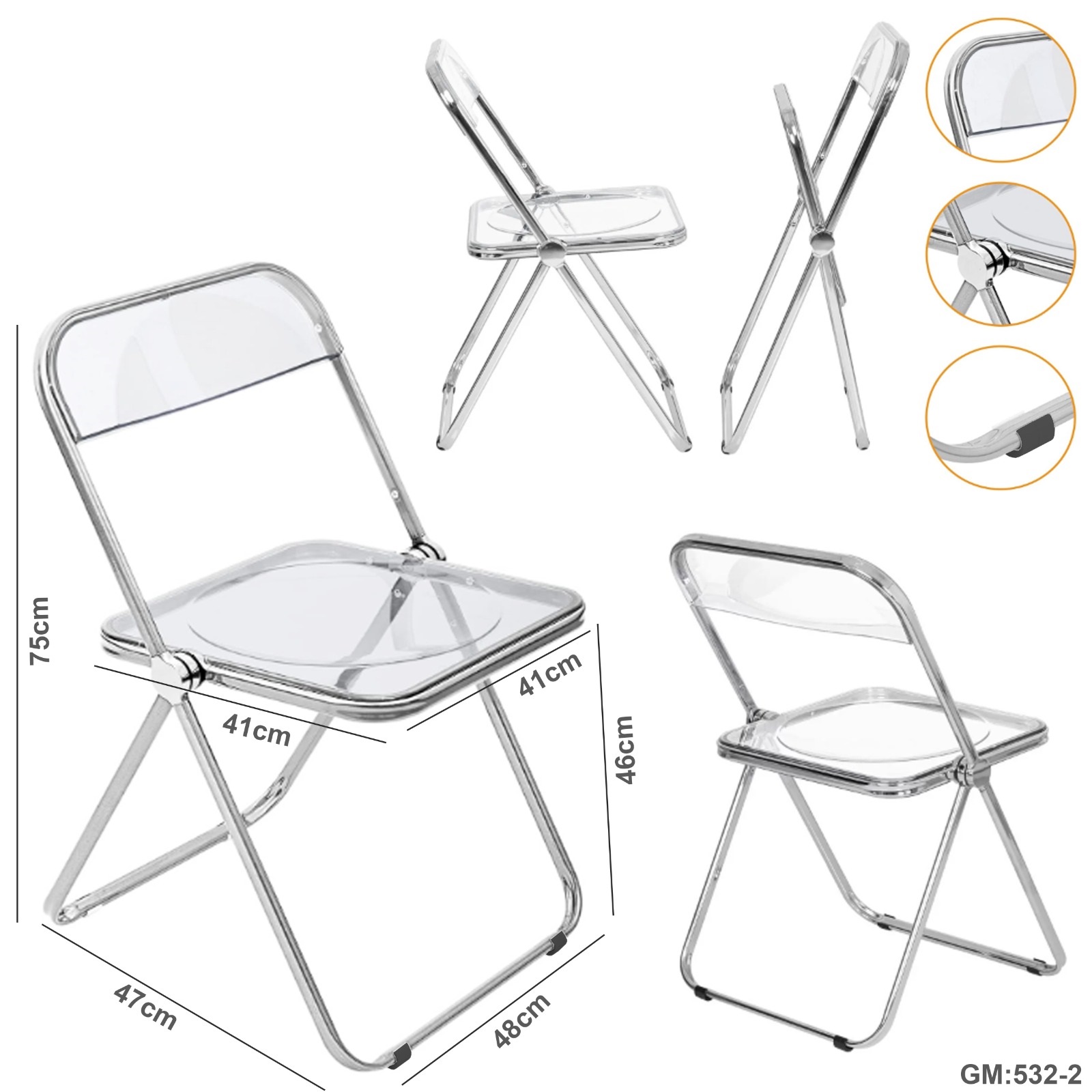 كرسي أكريليك شفاف قابل للطي "532-2"