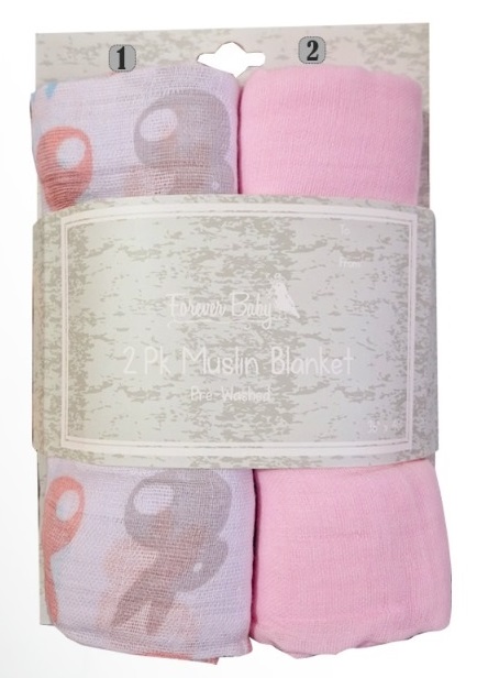2-Piece Muslin Baby Blanket Set – Soft & Breathable Cotton Blankets (CL181-3)