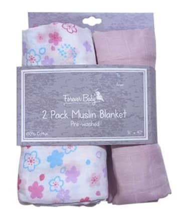 2-Piece Muslin Baby Blanket Set – Soft & Breathable Cotton Blankets (CL181-3)
