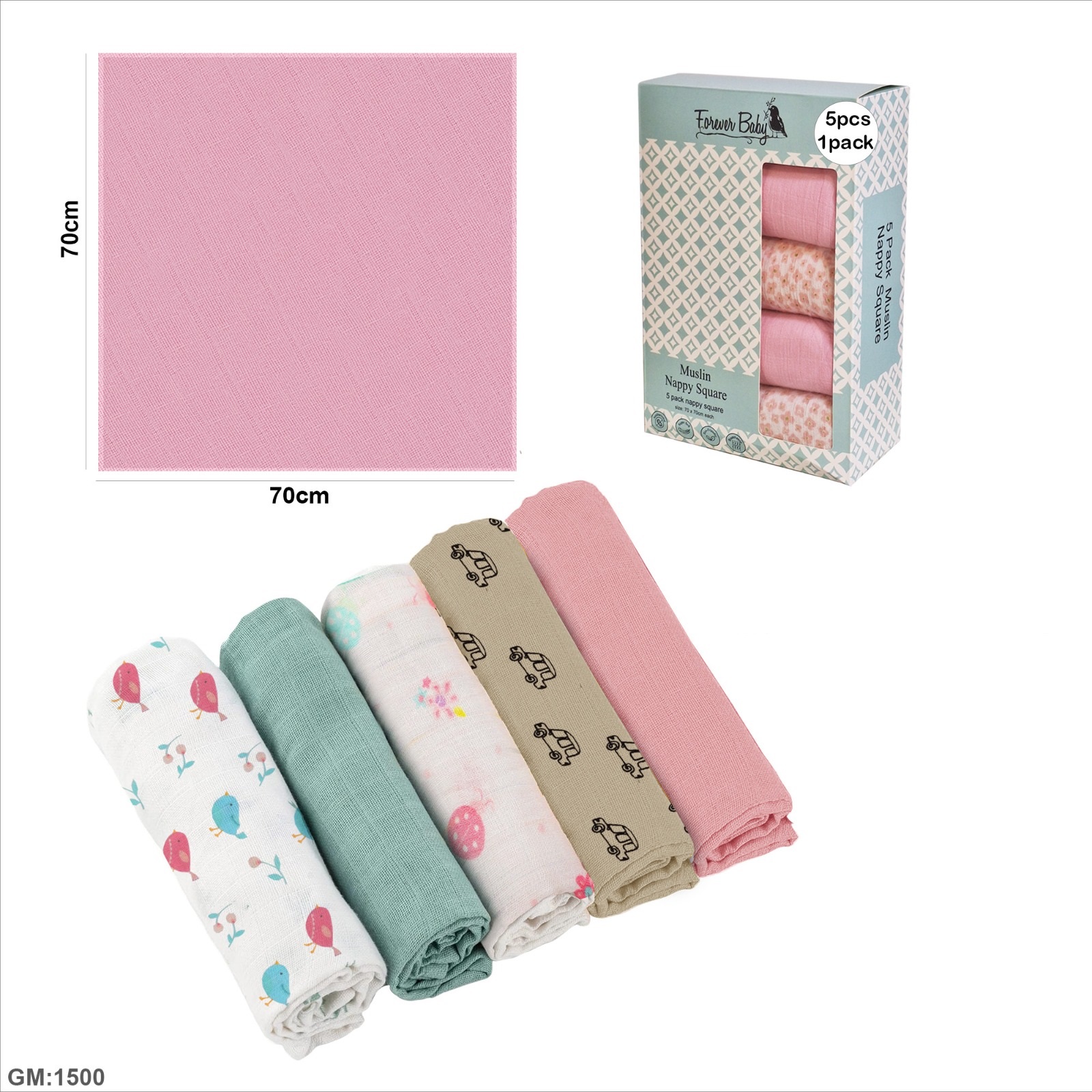 Muslin Nappy Square "cl184-1"