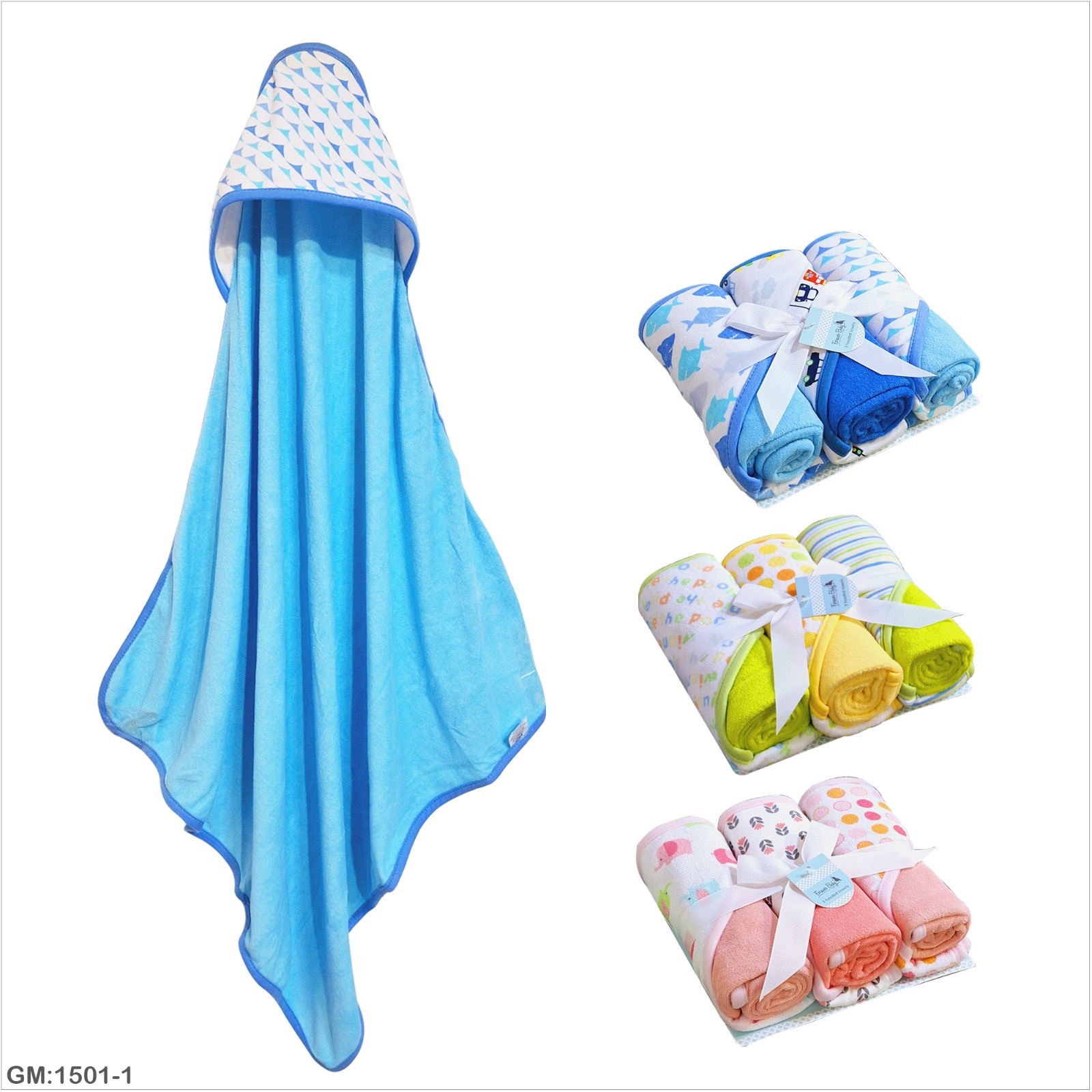 Hooded Towels for Baby 3pcs Sets Size: 75X75cm "cl186-3"