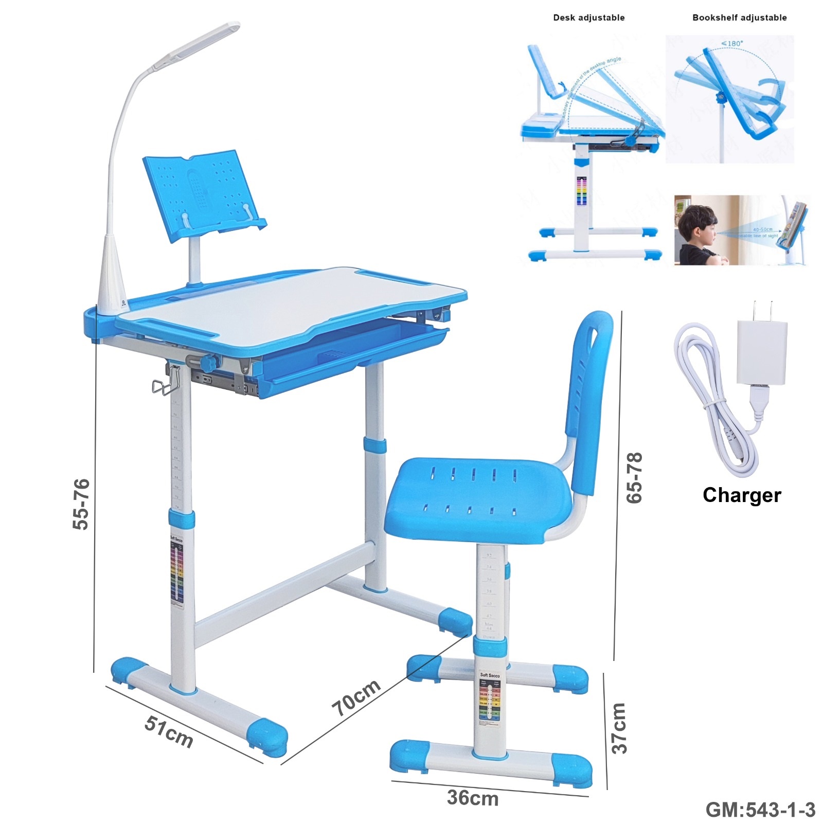 مجموعة طاولة وكرسي دراسة قابلة للتعديل للأطفال "543-1-3"