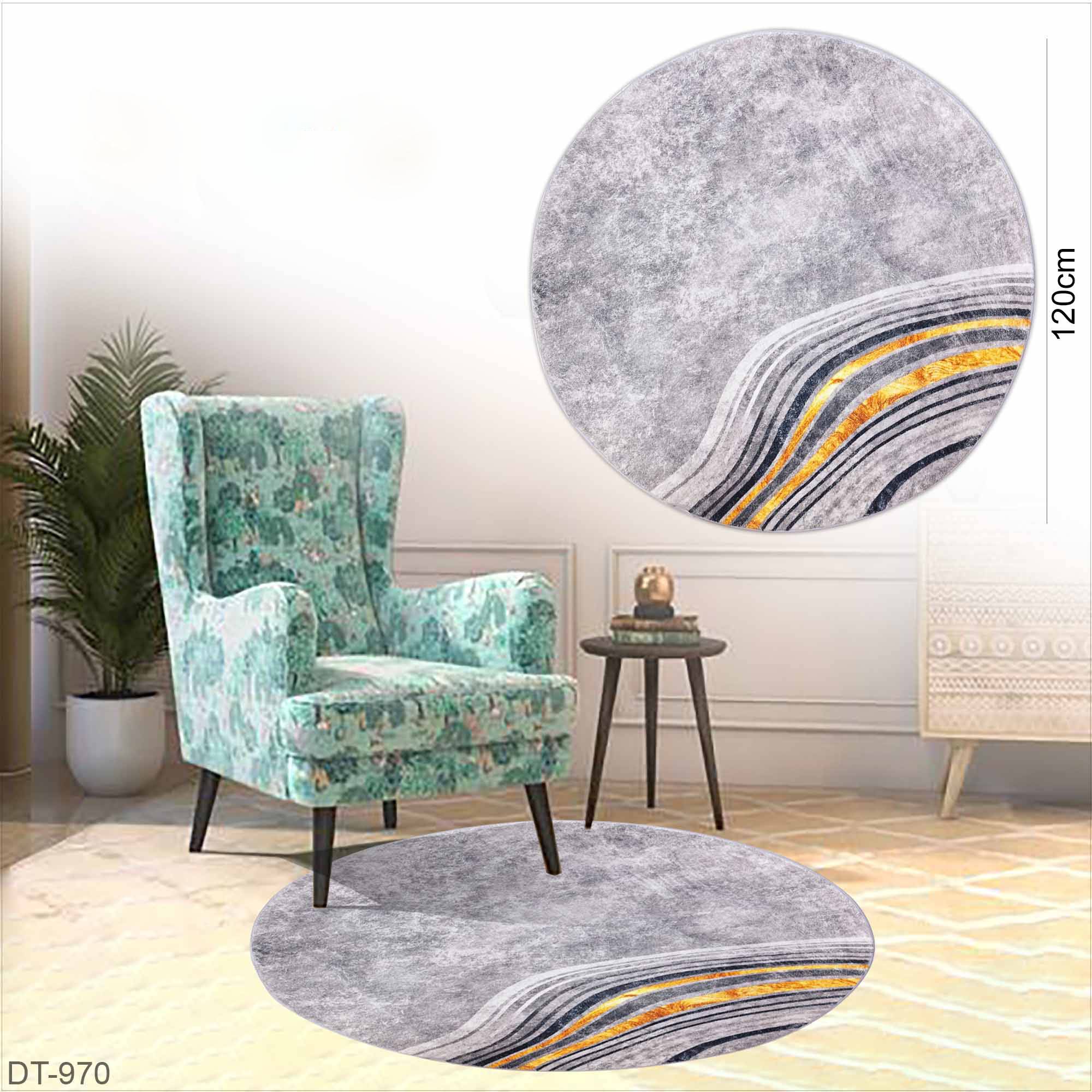 سجادة مستديرة لغرفة المعيشة وغرفة النوم والسجاد الجانبي للفراش وتزيين الأرضيات المنزلية موديل "DT-970"