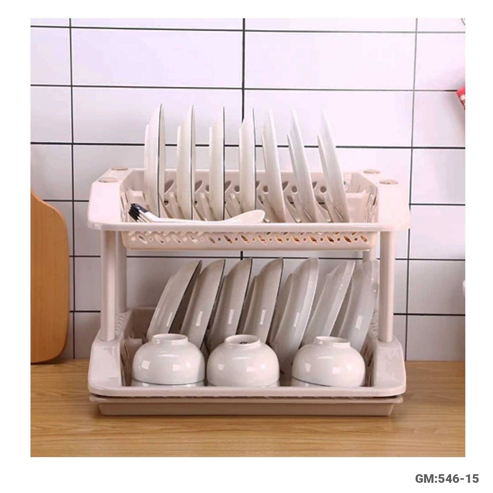 رف تجفيف الصحون من البلاستيك بطبقتين "546-15"