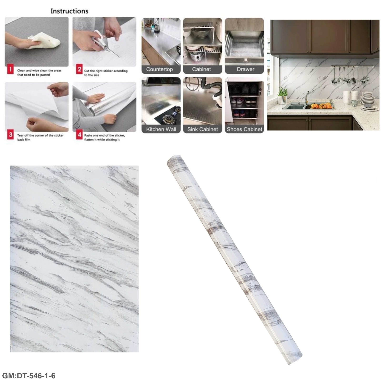 ملصقات ورق الجدران اللاصقة ضد الزيت، مقاومة للماء "DT-546-1-6"