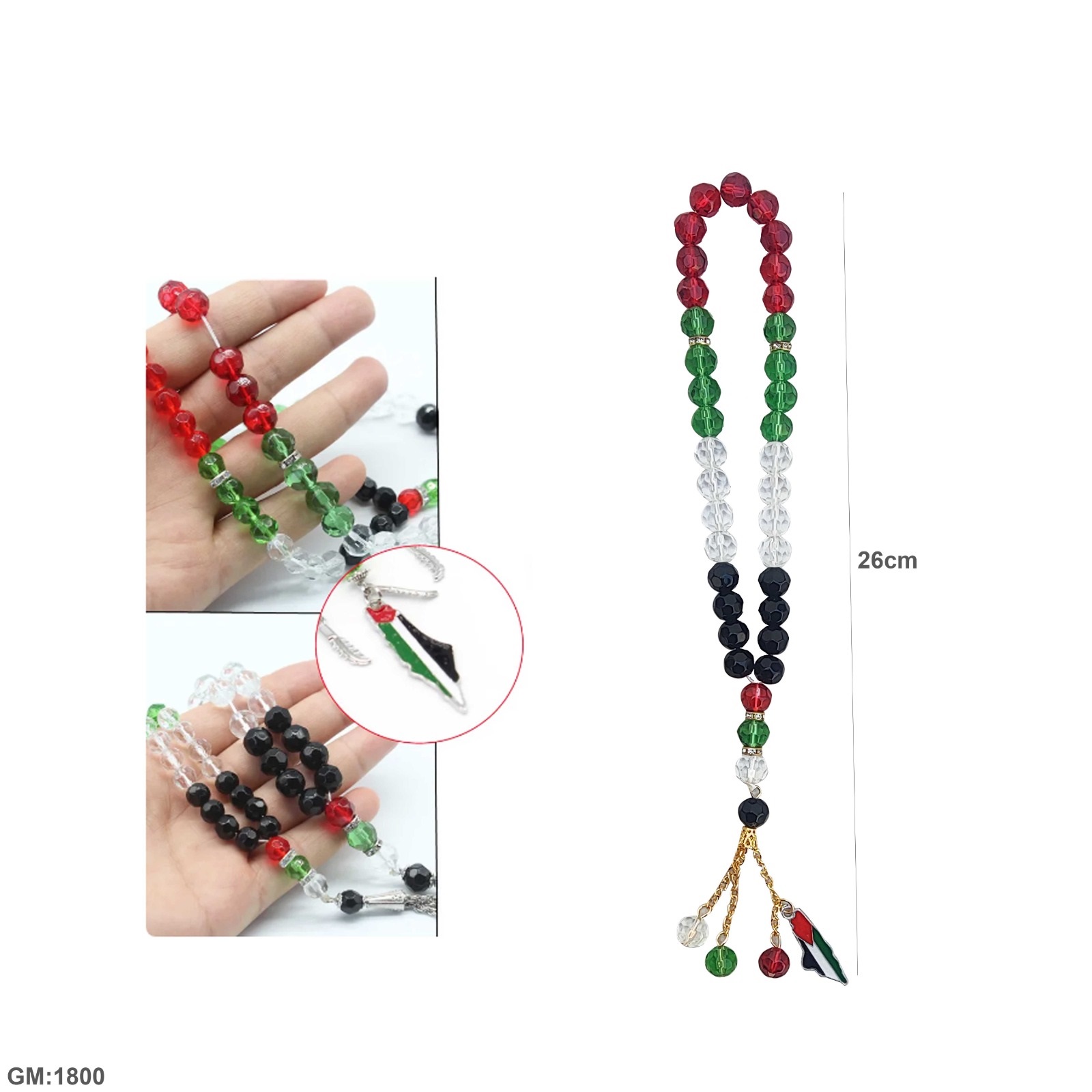 Palestine Crystal Prayer Beads "1800"