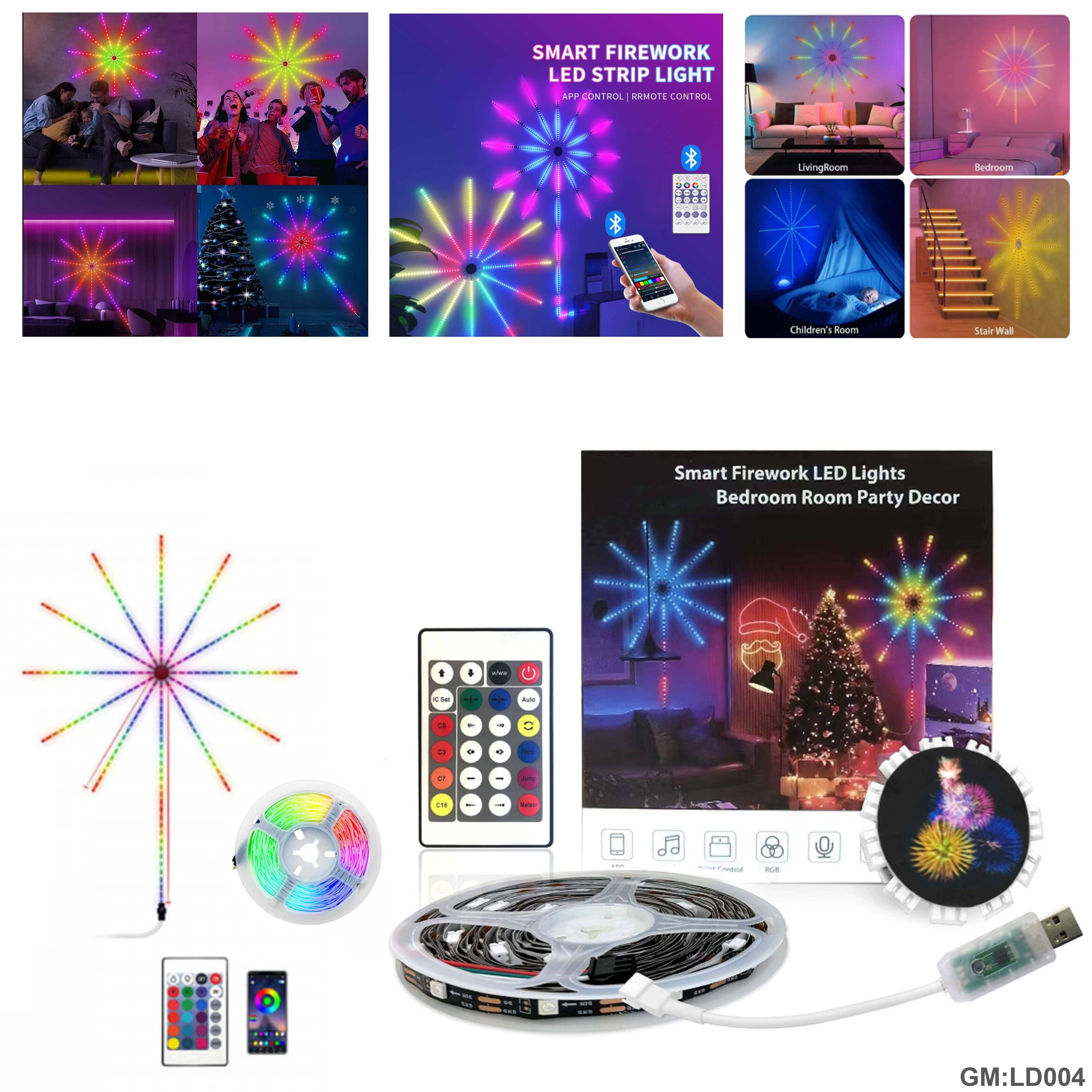 شريط إضاءة LED RGB شعلة نار تحكم ذكي بالتطبيق "LD004"