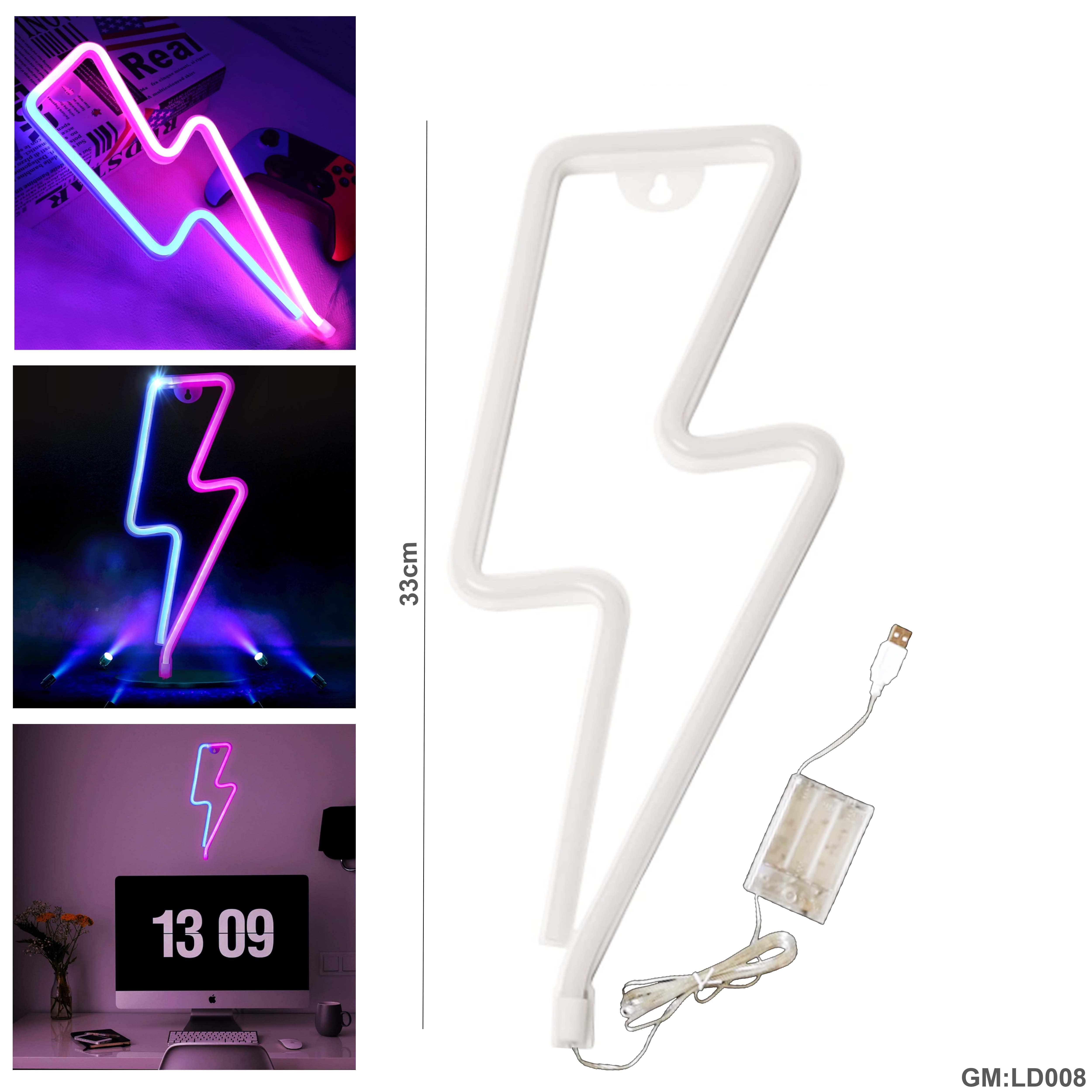 إشارات النيون للإضاءة بتقنية LED باللون الأزرق والزهري المميزة 2 في 1 لتزيين الحائط "LD008"