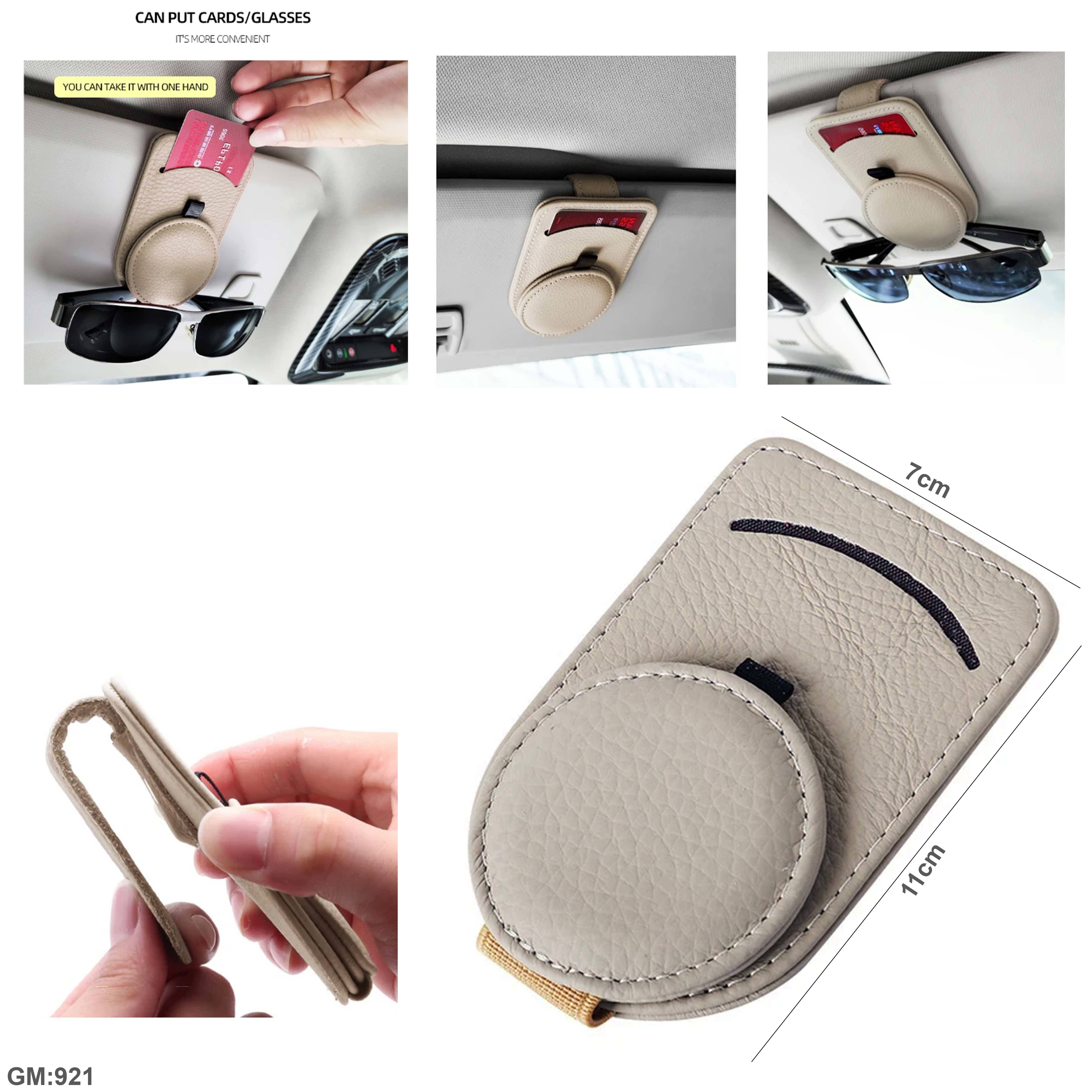 حامل تخزين نظارات السيارة المصنوع من جلد PU ومجمّع البطاقات على الطاقم الأمامي "921"