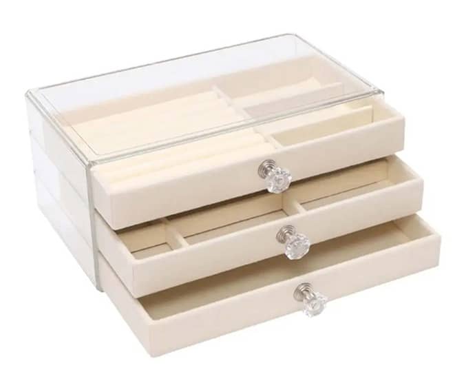 صندوق عرض مجوهرات ذو ثلاثة طبقات، أقراط، قلادة، صواني منظم "DT-HM1118"
