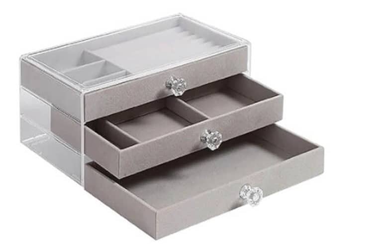 صندوق عرض مجوهرات ذو ثلاثة طبقات، أقراط، قلادة، صواني منظم "DT-HM1118"