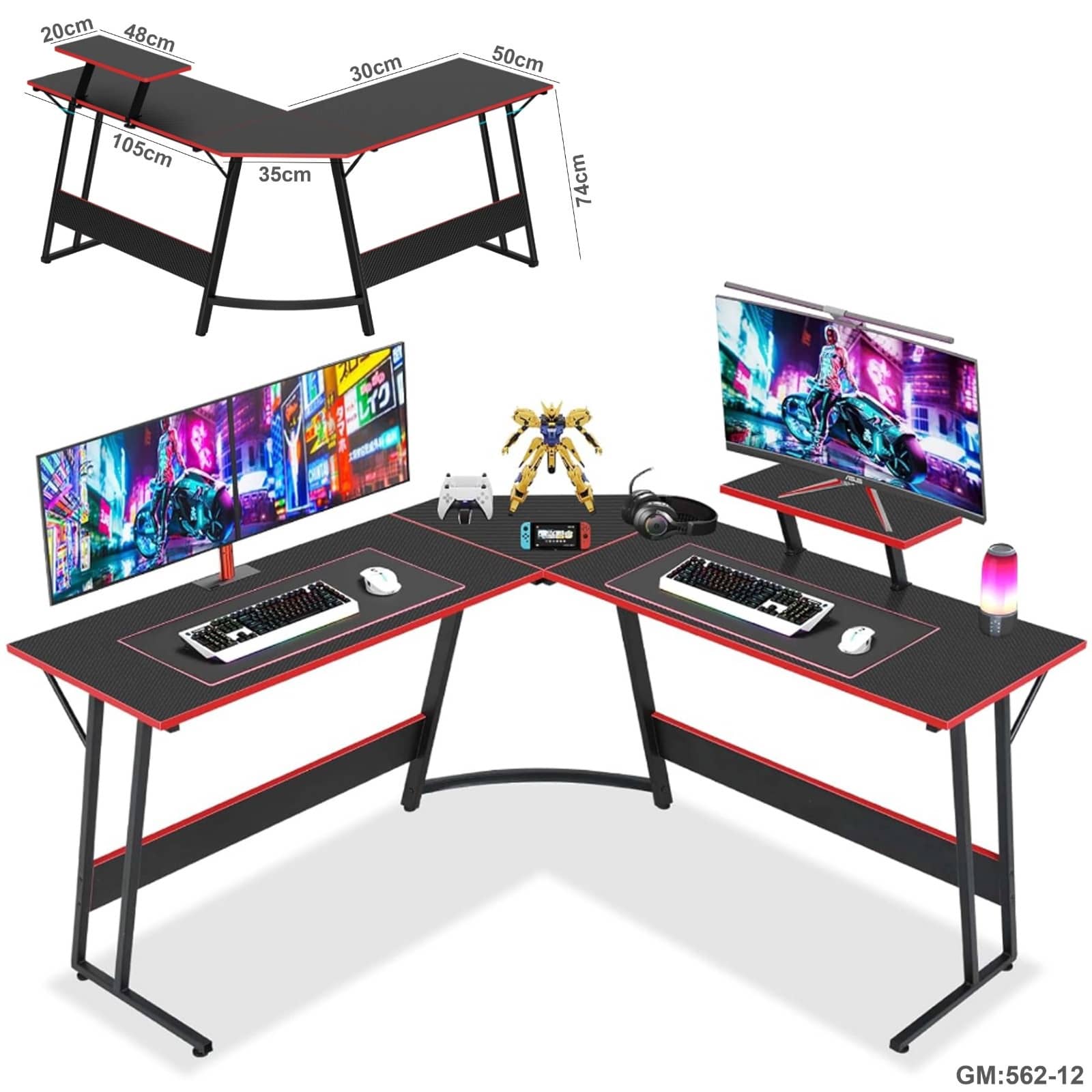 CHATTY L-Shaped Gaming Desk & Corner Office Desk"562-12"